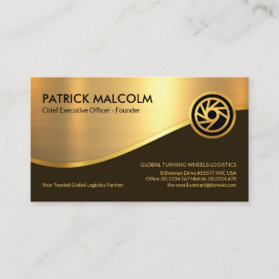 Stylish Gold Wave Brown Layers Entrepreneur Business Card
