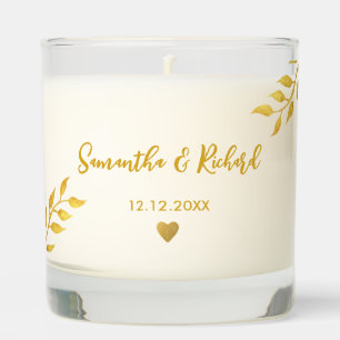 Stylish Gold Wedding Thank You Heart Personalized Scented Candle
