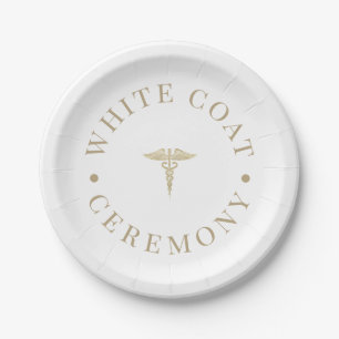 Stylish Gold White Coat Ceremony Paper Plates