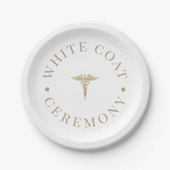 Stylish Gold White Coat Ceremony  Paper Plates (Front)