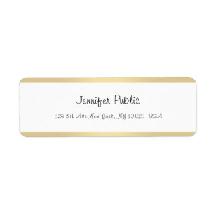 Stylish Gold White Handwritten Modern Minimalist Label