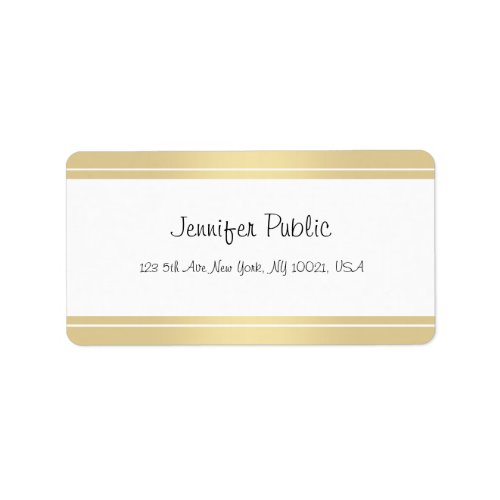 Stylish Gold White Handwritten Name Simple Modern Label