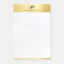 Stylish Gold White Marble Professional Template Post-it Notes