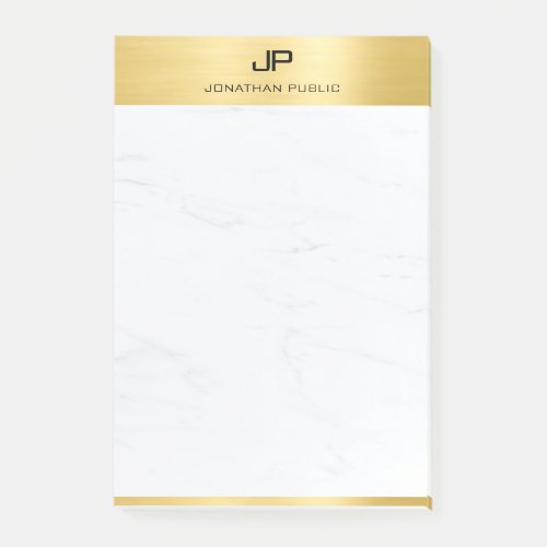 Stylish Gold White Marble Professional Template Post_it Notes