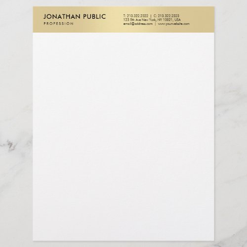 Stylish Gold White Modern Elegant Simple Template Letterhead