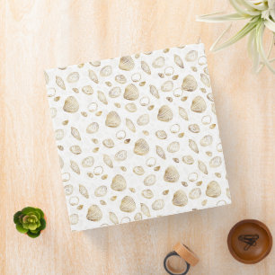 Stylish Gold White Seashells Pattern 3 Ring Binder