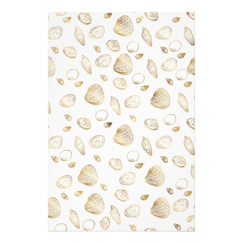 Stylish Gold White Seashells Pattern Photo Print