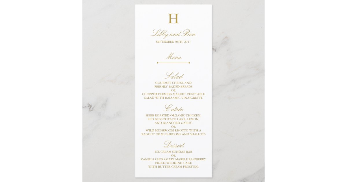 Stylish Gold White Wedding Menu Template Zazzle Stylish Gold White Wedding Menu Template Zazzle