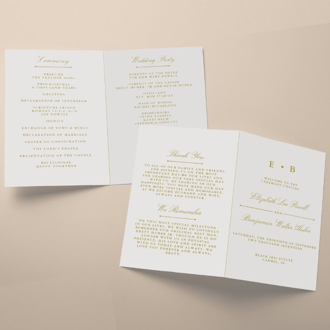 Stylish Gold & White Wedding Program Template (Creator Uploaded)