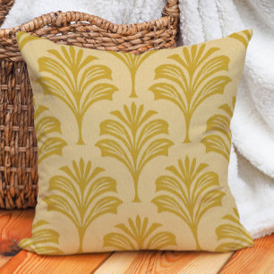 Stylish Gold Yellow Art Deco Fan Motif Throw Pillow