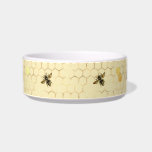 Stylish Gold Yellow Bees Honeycomb Pet Bowl
