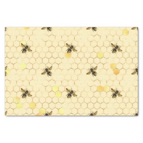 Stylish Gold Yellow Bees Honeycomb Tissue Paper