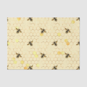 Stylish Gold Yellow Bees Honeycomb Tissue Paper
