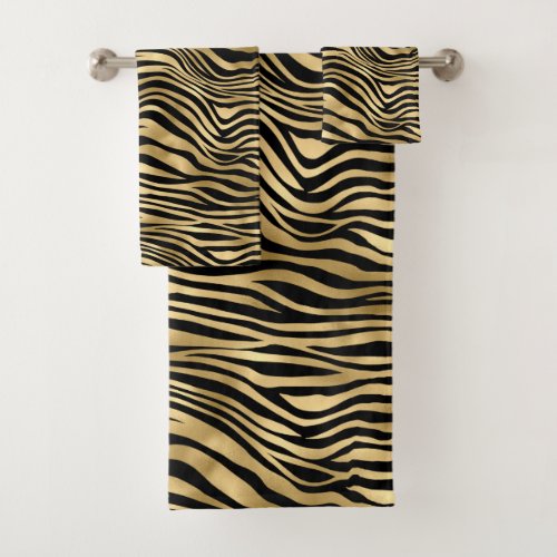 Stylish Gold Zebra Print  Bath Towel Set
