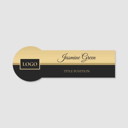 Stylish Golden And Black Design Name Tag