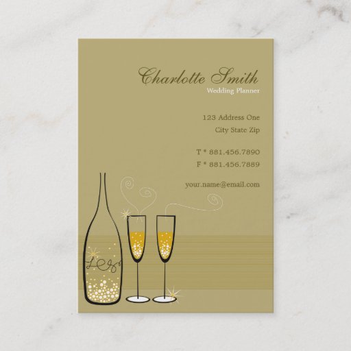 Customizable fatfatin Chic Golden Champagne Bubbles Business Card Template