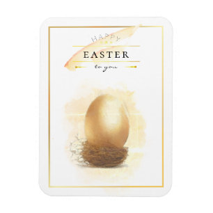 Stylish Golden Egg Happy Easter Pencil Art Magnet