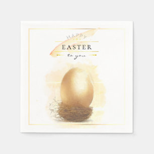 Stylish Golden Egg Happy Easter Pencil Art Napkins
