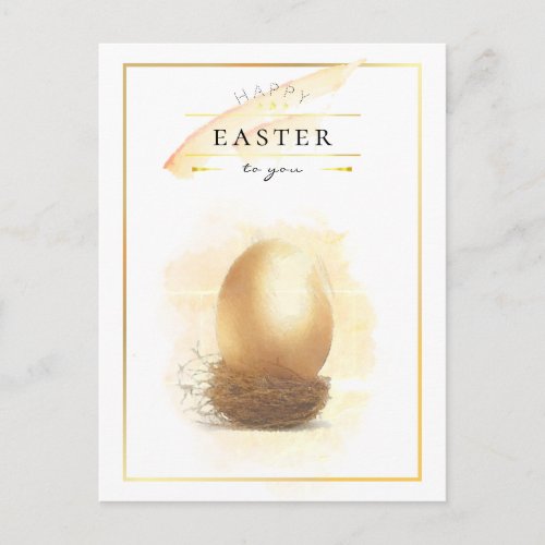 Stylish Golden Egg  Happy Easter Pencil Art Postcard