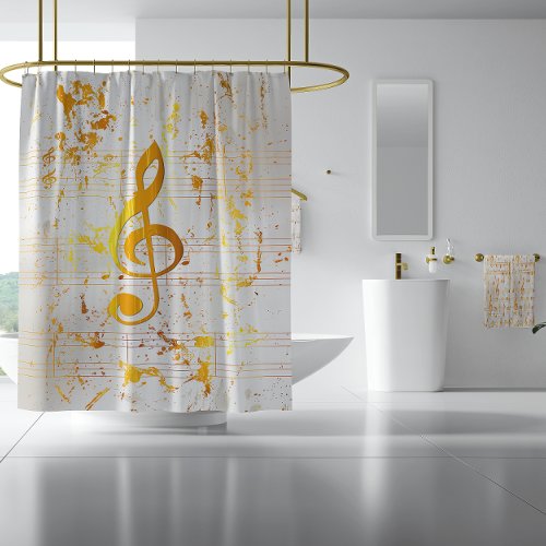 Stylish Golden Harmony Musical Chaos Ivory  Shower Curtain