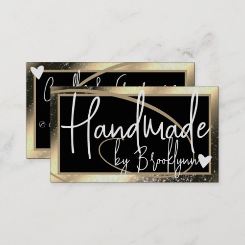 Stylish Golden Luxe Frame Heart Handmade by Name  Business Card