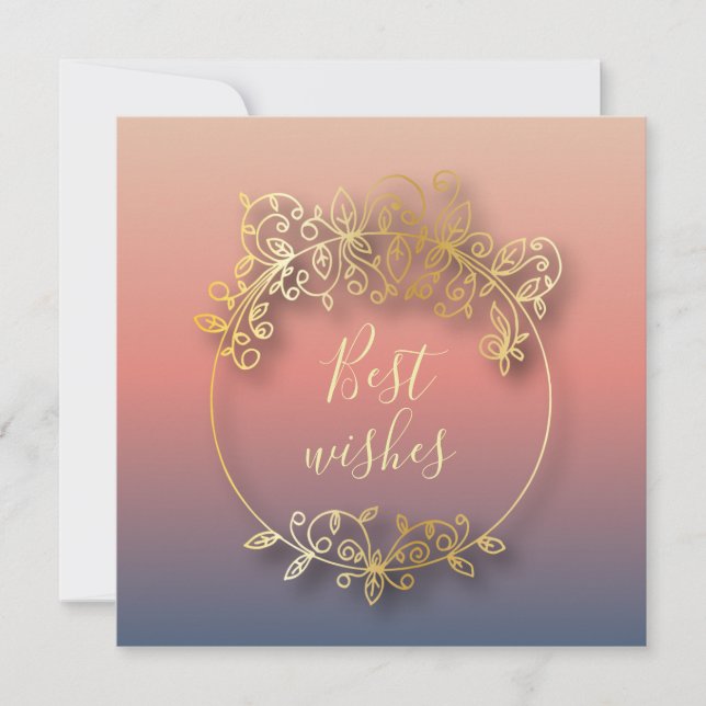 Stylish Golden Metallic Shiny Frame Best Wishes Card (Front)