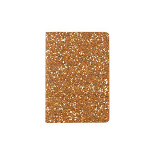 Stylish Golden Orange Glitter Passport Holder