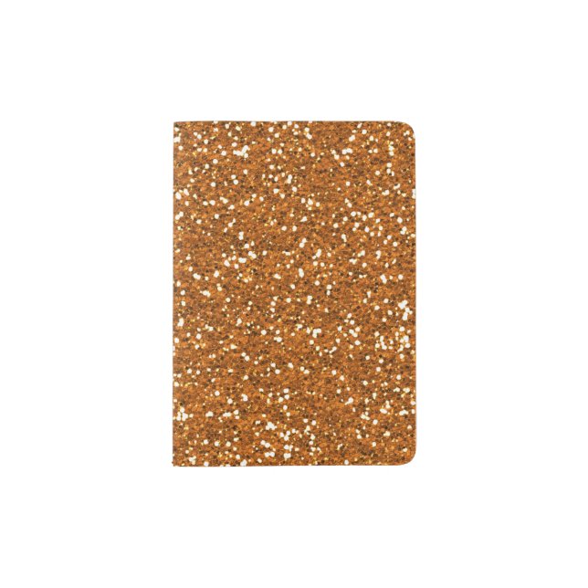 Stylish Golden Orange Glitter Passport Holder (Front)
