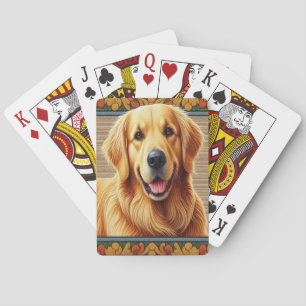 Stylish Golden Retriever Dog Colorful Frame Poker Cards
