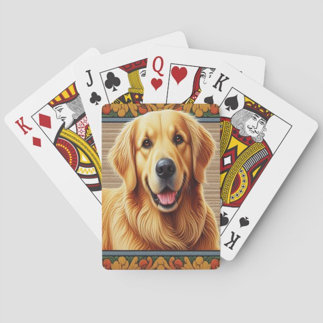 Stylish Golden Retriever Dog Colorful Frame Poker Cards (Back)
