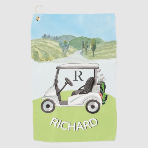 Stylish Golf Cart Clubs Monogram Name Golf Towel