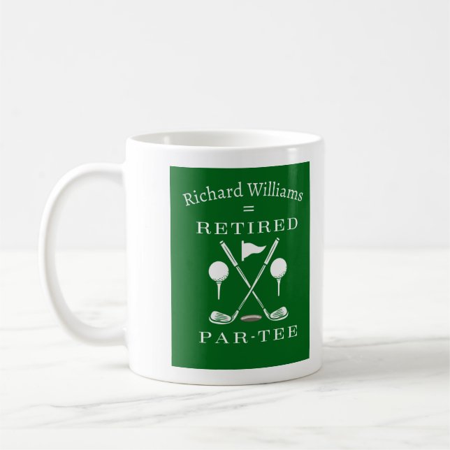 Stylish Golf Club Emblem Retirement Party Coffee Mug (Left)