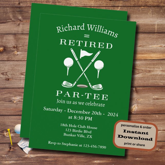 Stylish Golf Club Emblem Retirement Party Invitation (Creator Uploaded)