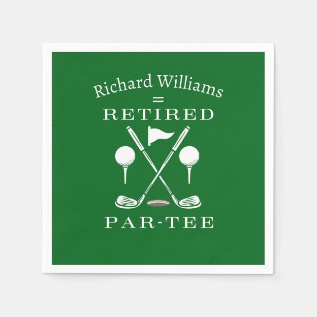 Stylish Golf Club Emblem Retirement Party Napkins (Front)