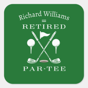 Stylish Golf Club Emblem Retirement Party Square Sticker