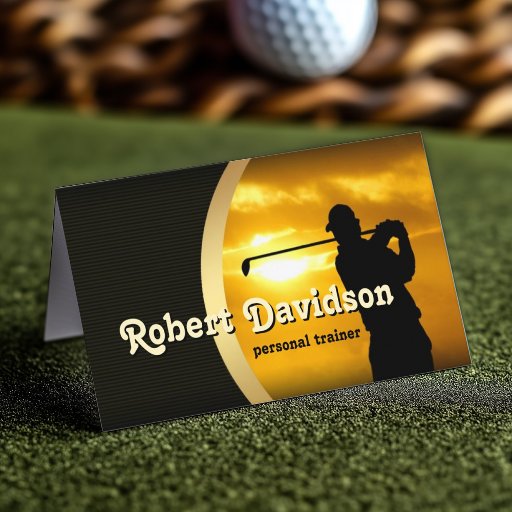 Customizable Stylish Golf Coach Business Card