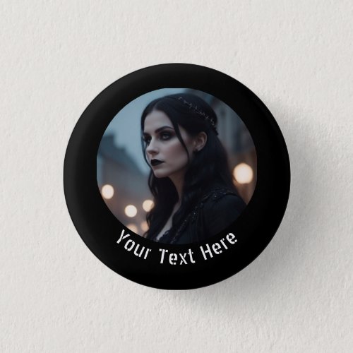 Stylish Gothic Black Emo Personalized Photo Badge Button