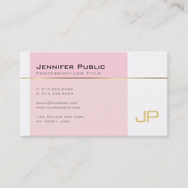Stylish Gothic Font Monogram Plain Trendy Pink Business Card (Front)