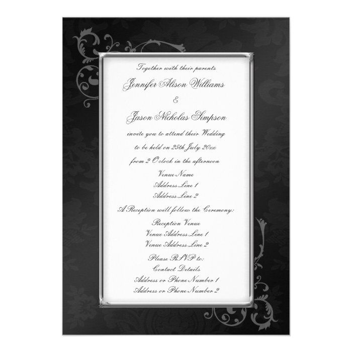Stylish Gothic Wedding Invitation in Black & White