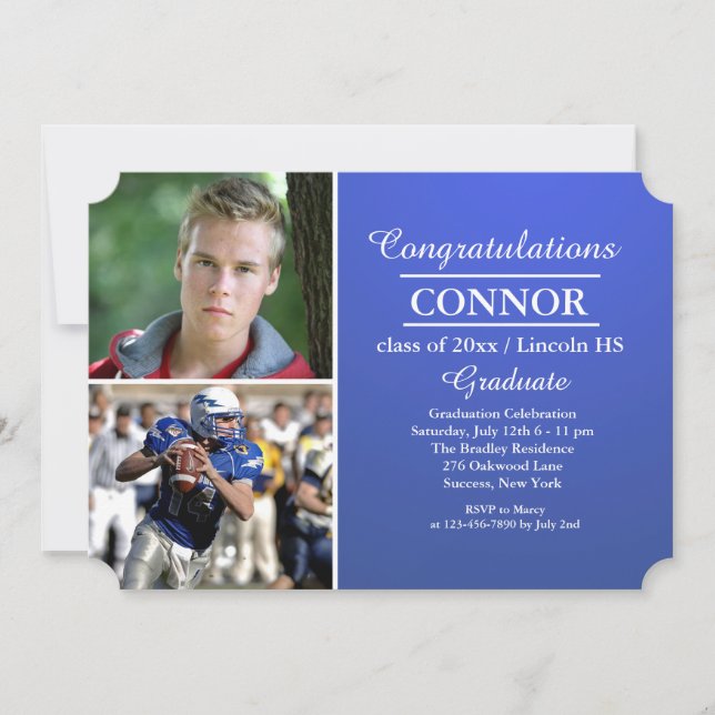 Stylish Grad Photo Graduation Invitation (Front)