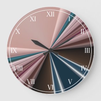 Stylish Gradient Stripe Pattern Pink  Teal Mix  Large Clock by Flissitations at Zazzle