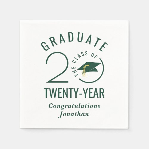 Stylish Graduate Class Year Green Personalized Napkins