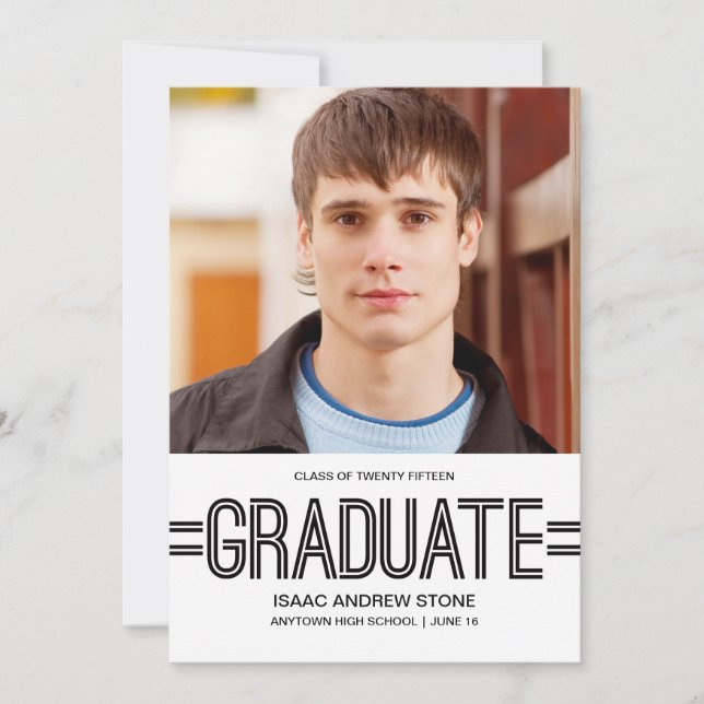 Stylish Graduate Photo Graduation Announcement (Front)