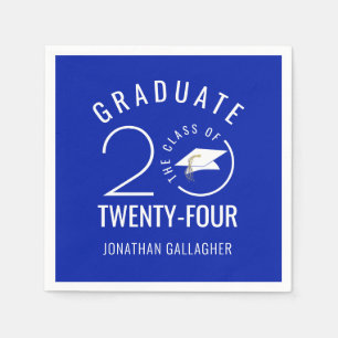 Stylish Graduate Royal Blue Class Year Typography Napkins
