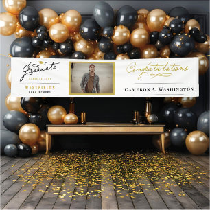 Stylish Graduate Script Photo Modern Grad Party Banner