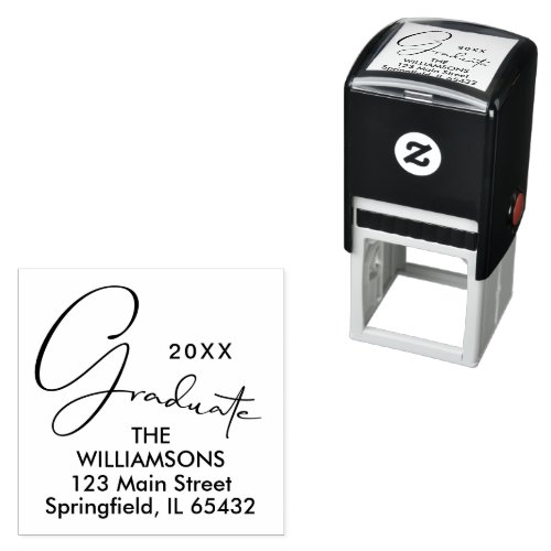 Stylish Graduate Script Return Address Self_inking Stamp