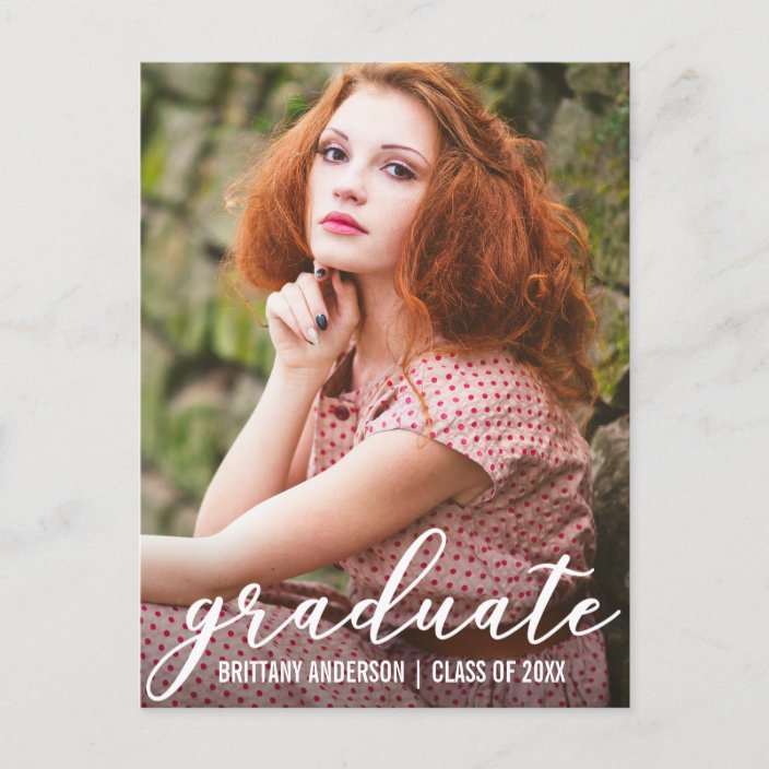 Stylish Graduation Announcement Photo Postcard | Zazzle.com