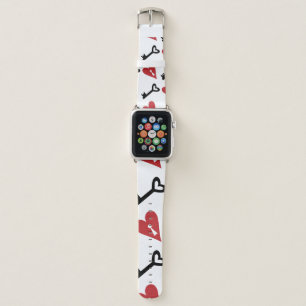 Stylish graphic seamless pattern with hearts and k apple watch band