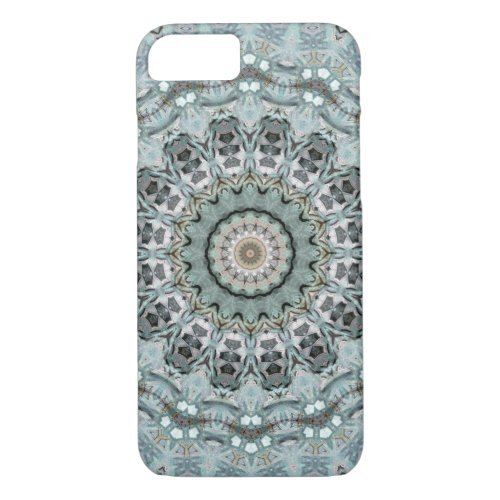 Stylish Gray and Aqua Mandala iPhone 87 Case