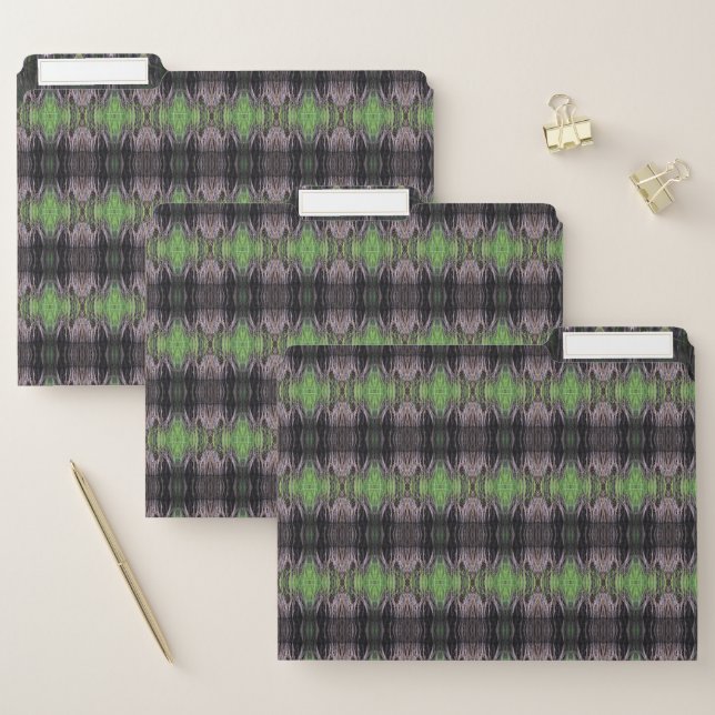 Stylish Gray And Green File Folder (Set)